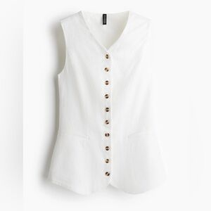 H&M White Linen Suit Vest Waistcoat